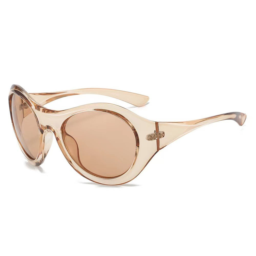 Damen Modische Ovale Sonnenbrille mit transparentem Rahmen Brehn