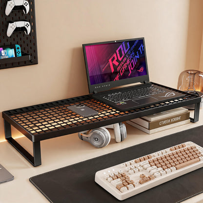 Grid-Top Desktop-Monitor und Laptop-Riser-Regal mit Unterablage