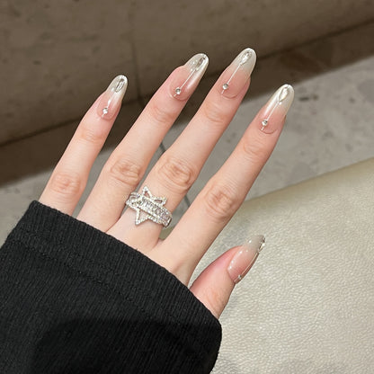 Elegantes Press-On Nagelset mit Strass-Akzenten Brehn