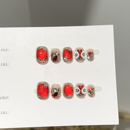 Glitzerndes, mit Charakter verziertes Press-On-Nagel-Set