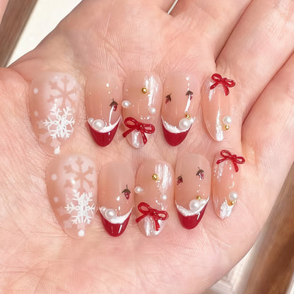 Festlich Thematisierte Feiertags Press-On Nagelkunst Brehn