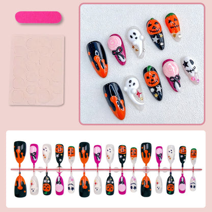 Halloween Kunstnagelset mit kreativen Geister- und Kürbismotiven Brehn