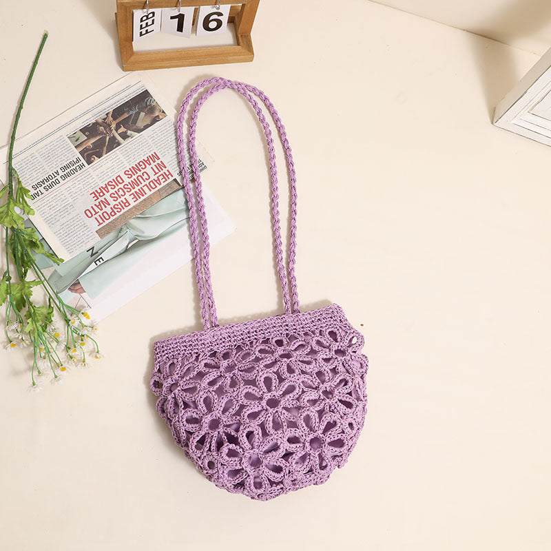 Damen Handgeknüpfte Korbtasche mit floralem Design Brehn