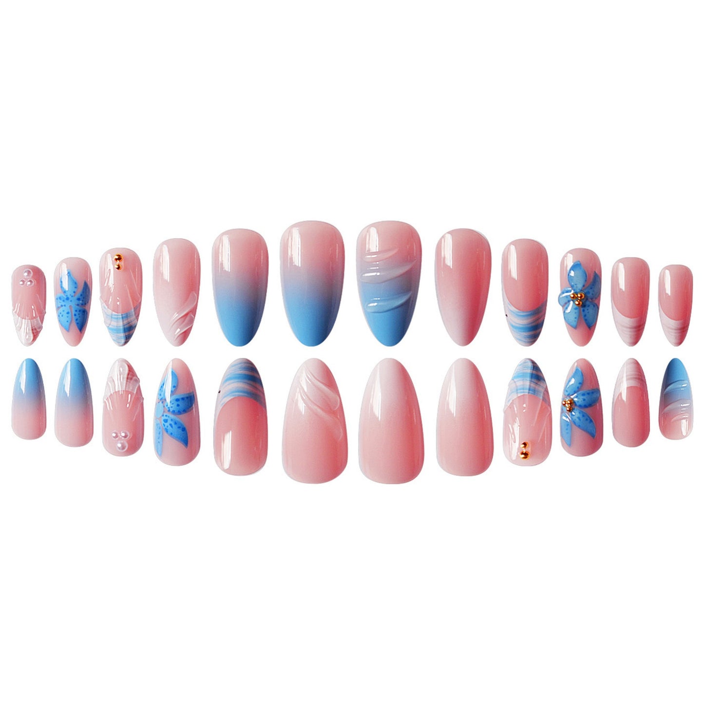 3D Blumen- und Ozean-Themen Nagelkunstverlängerungen Brehn