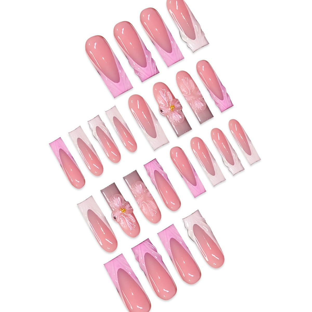 3D Floral Design Press-On Nails Brehn