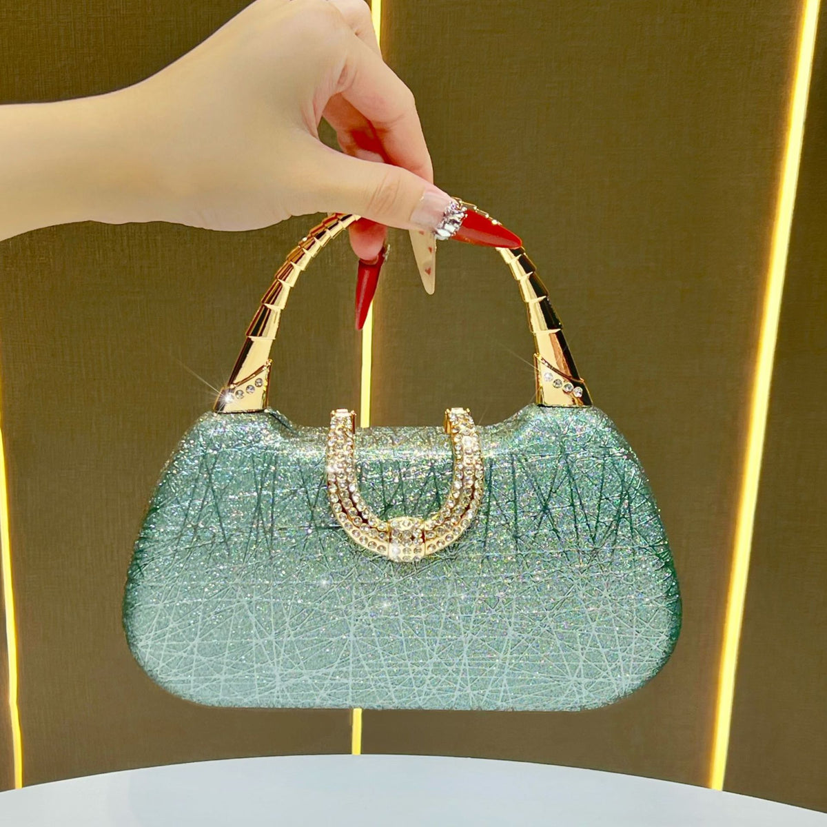 Rhinestone-Detail Abendhandtasche