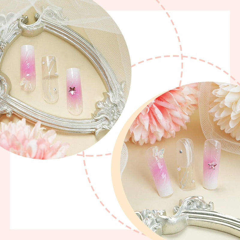Kunstnagelset mit eleganten Ombre-Designs und Glitzerakzenten Brehn