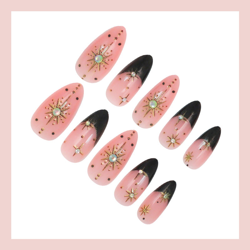 Kunstnagelset mit eleganten 3D-Sternen und Glitzerakzenten Brehn