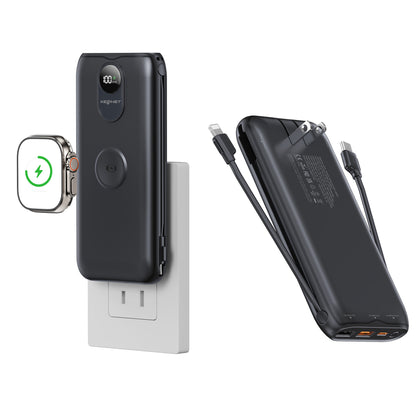 Tragbare Powerbank mit Qi-Ladefunktion und Kabelgebundenem Schnellladesystem Brehn