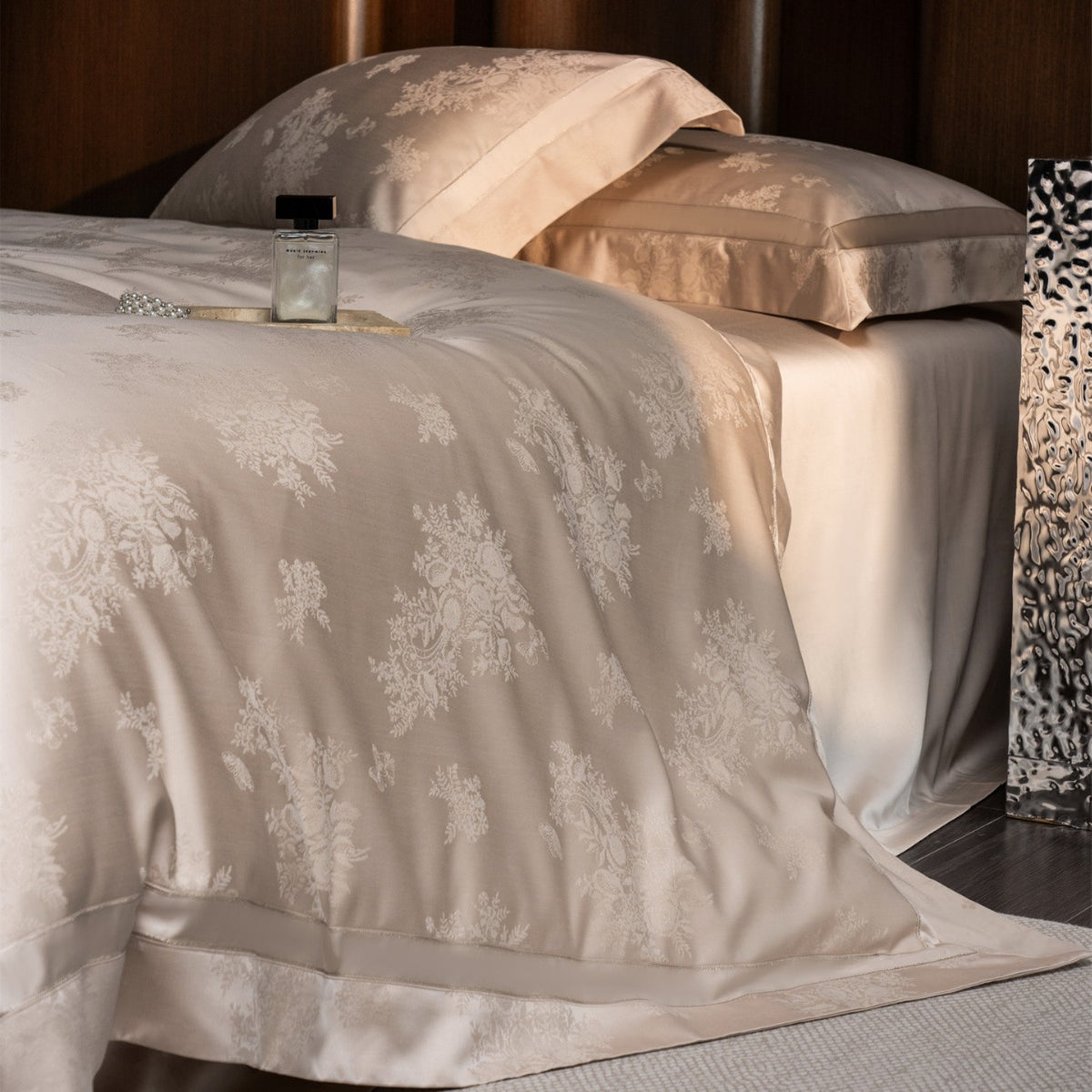 Luxus Damask Jacquard Satingewebe Bettwäsche Set mit Hotelstil Saum
