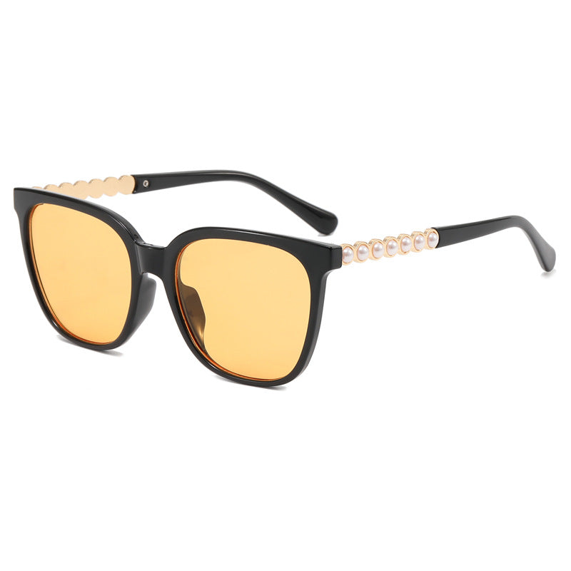 Damen Oversize-Sonnenbrille mit eleganter Perlenschmuck-Verzierung Brehn