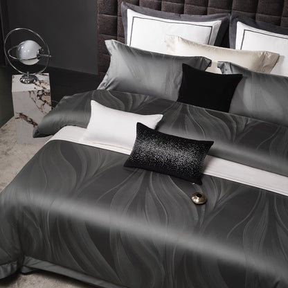 Luxuriöses Jacquard-Wellenstrukturiertes Bettwäsche-Set