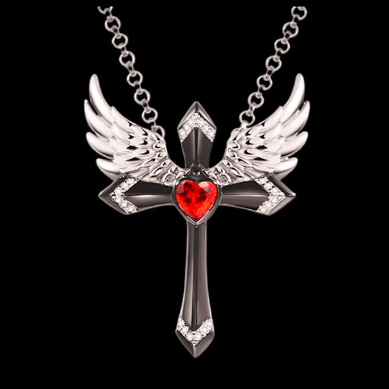 Gothic Engel Flügel Kreuz Anhänger Halskette Brehn