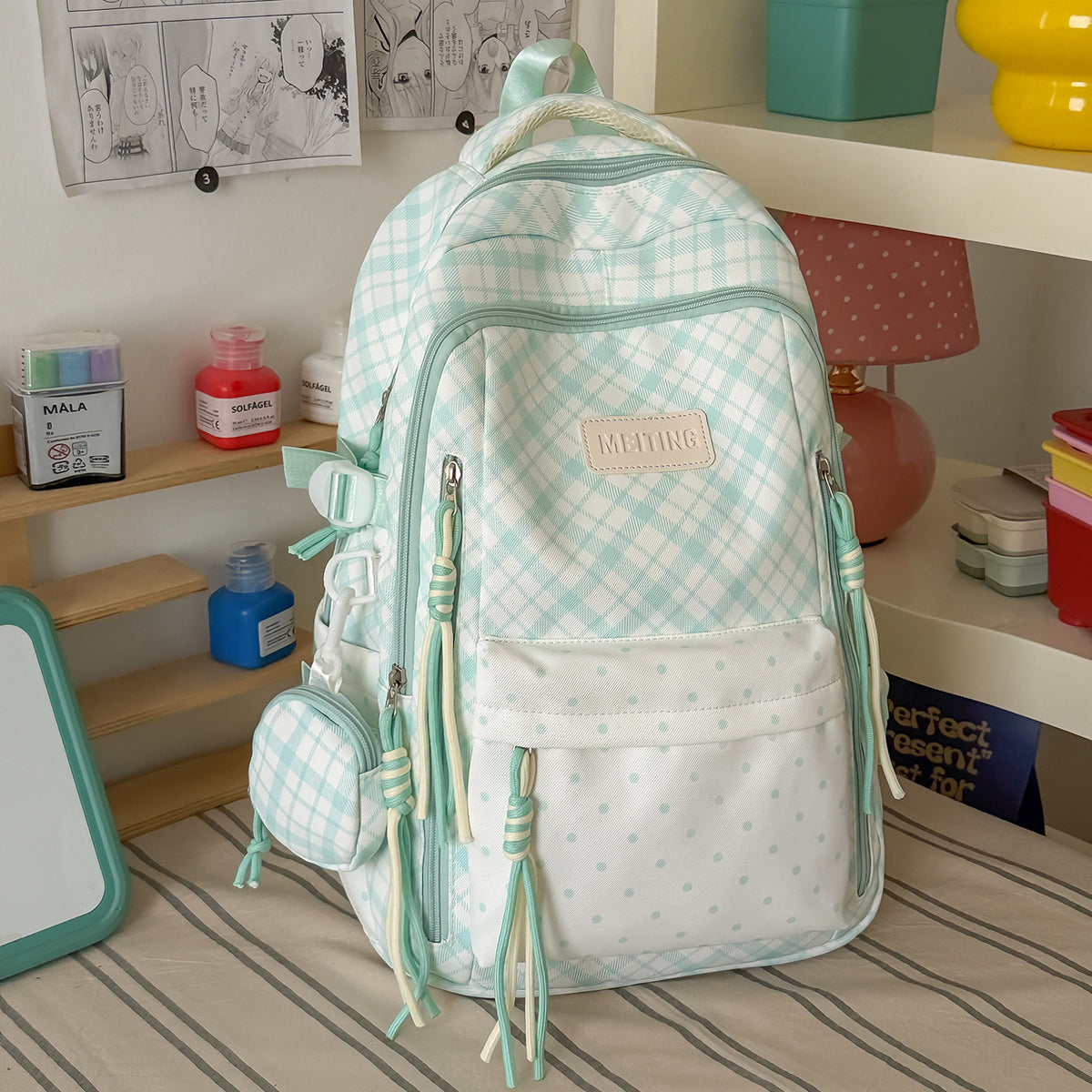 Stylische Karomuster-Rucksack Brehn
