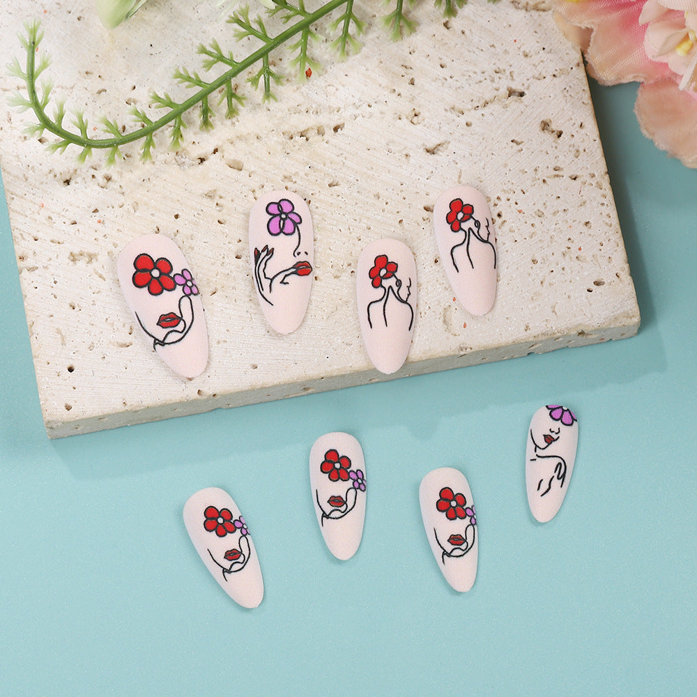 Handgemachte Kunstnägel mit floralen Mustern Brehn