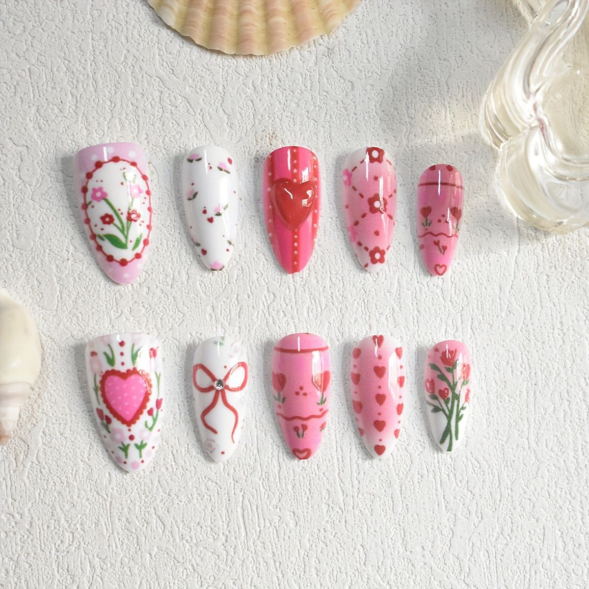 Romantische Blumen temas Press-On Nagelkunst Brehn
