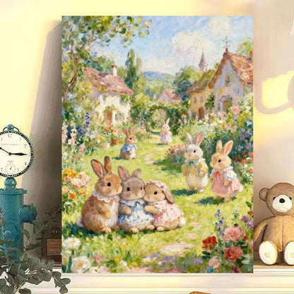 Verspielt Kaninchen Szene Leinwand Kunst Druck Brehn