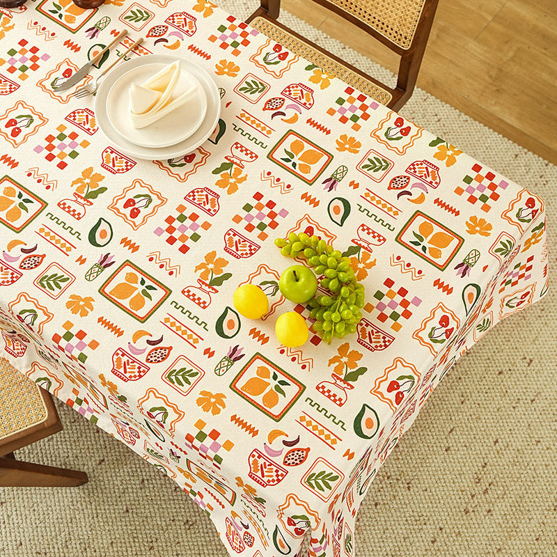 Rechteckige Tischdecke mit retro-inspiriertem Kachelmuster und Baumwollmischung Brehn