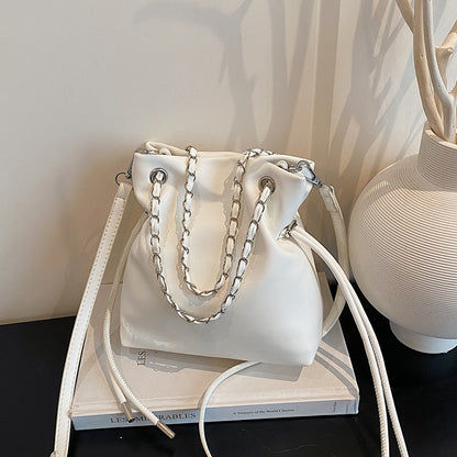WoChic Lässige Leder Bucket Bag Brehn