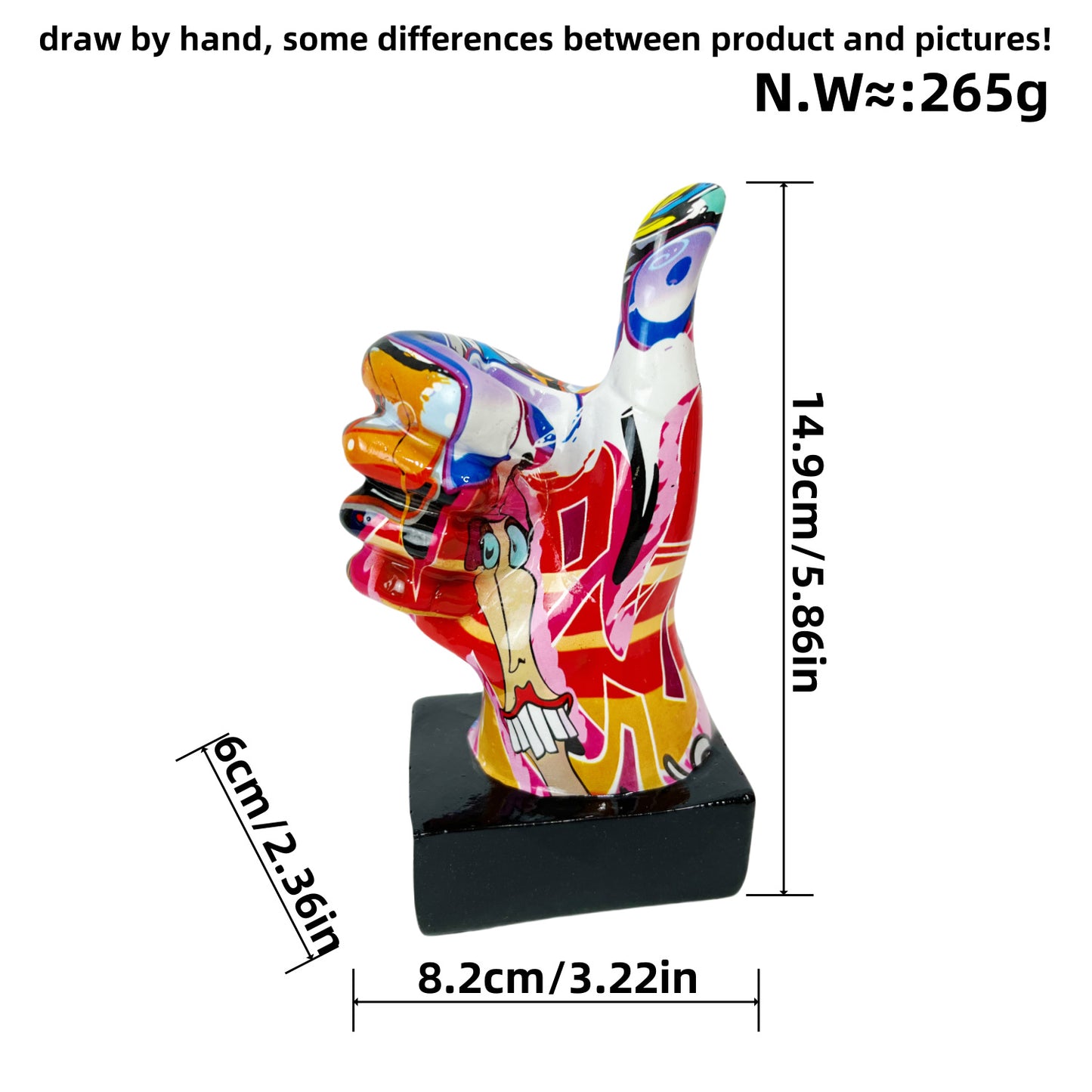 Stylische Hand-Skulpturen mit buntem Design Brehn