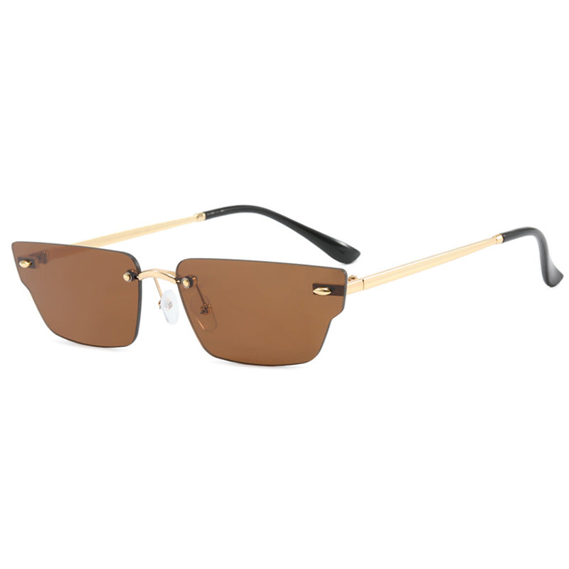 Damen geometrische Sonnenbrille mit filigranem Rahmen und transparenten Gläsern Brehn