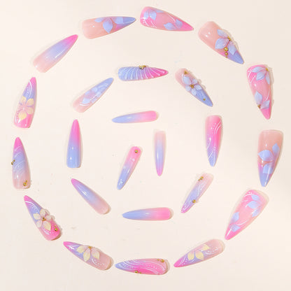 Luxuriöse Blumige 3D Stiletto Nagelkunstverlängerungen Brehn