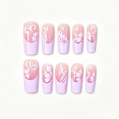 Florales Akzent Press-On Nagelkunst-Set Brehn
