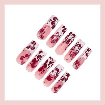 Kunstnagelset mit eleganten Blüten- und Ombre-Designs Brehn