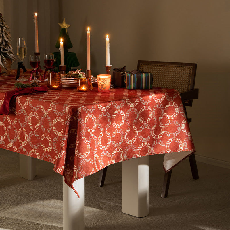 Rechteckige Tischdecke mit retro-geometrischem Kreisprint aus pflegeleichtem Baumwollmix Brehn