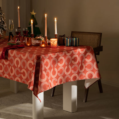 Rechteckige Tischdecke mit retro-geometrischem Kreisprint aus pflegeleichtem Baumwollmix Brehn