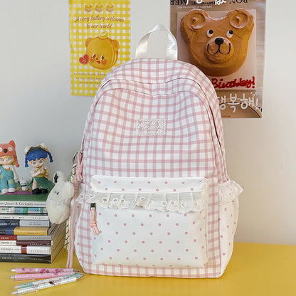 Stylische Gingham-Print Freizeit Rucksack Brehn