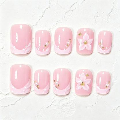 Florale Akzent Press-On Nagelkunst Set Brehn
