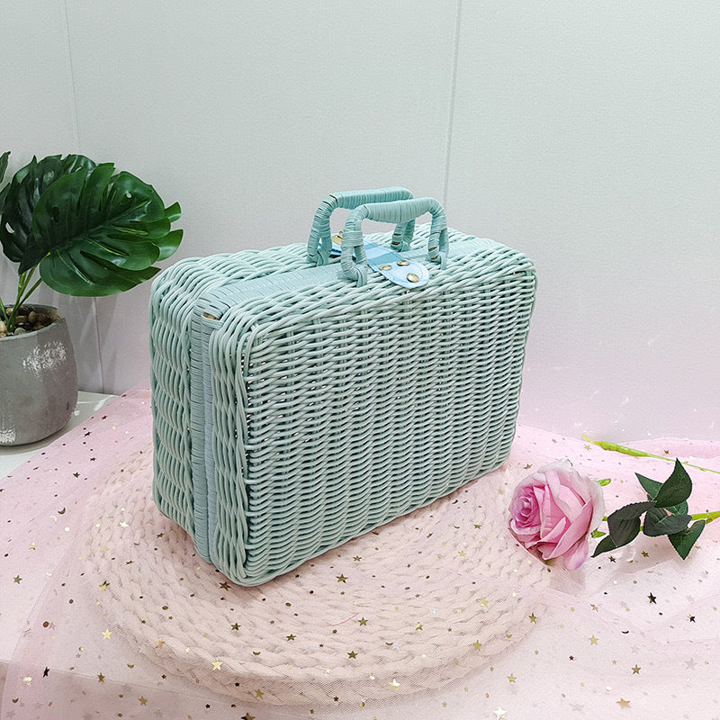 Damen Stilvolle Rattenbox mit praktischen Griffen Brehn