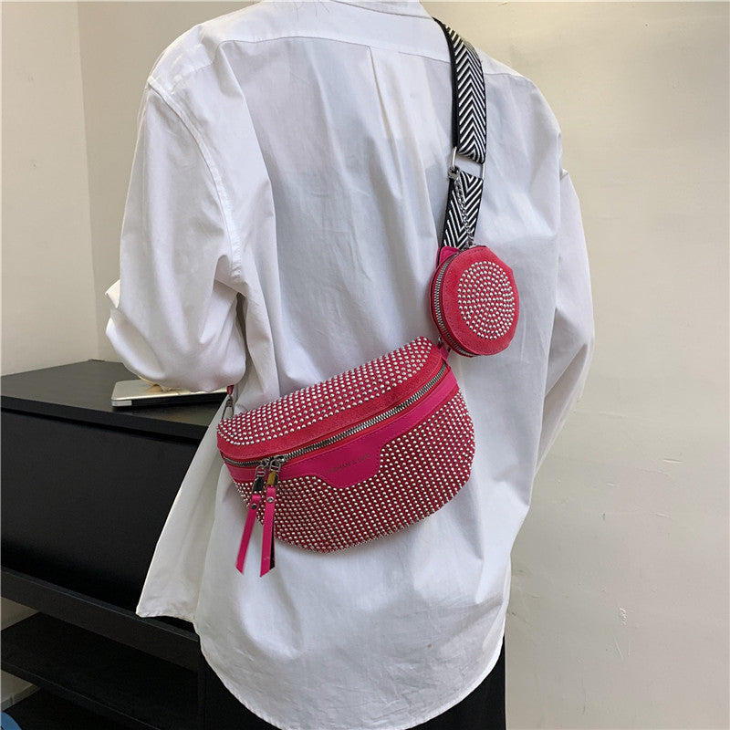 Stylische mit Strass verzierte Mini-Crossbody-Tasche Brehn