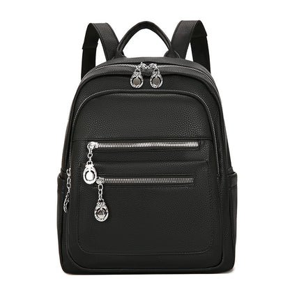 Stylischer Mehrfach-Taschen Leder-Rucksack Brehn