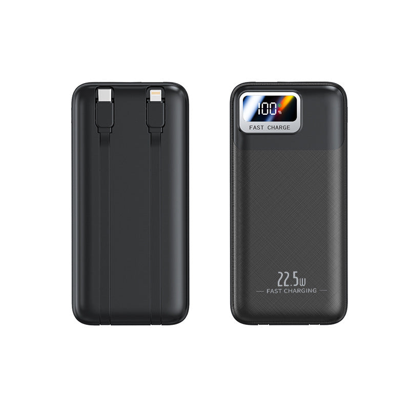 Tragbare Powerbank mit integrierten Kabeln und digitaler Ladestandanzeige Brehn