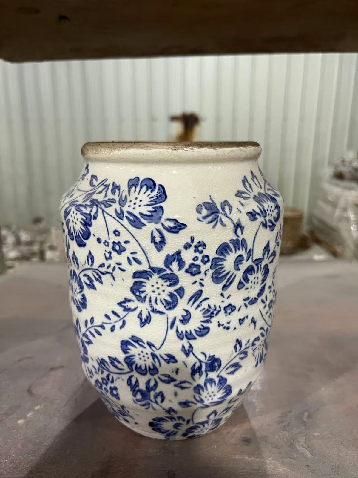 Florales Keramik Blumentopf mit Kunstmuster Brehn