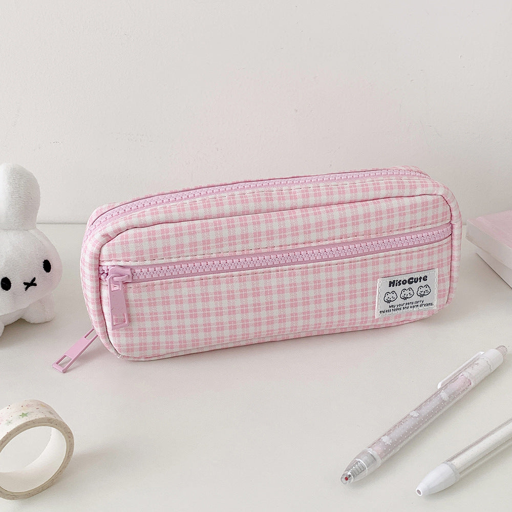 Stylische Gingham Karierten Stiftetui Brehn
