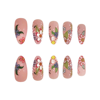 Kunstnagelset mit bunten Blumenmotiven Brehn