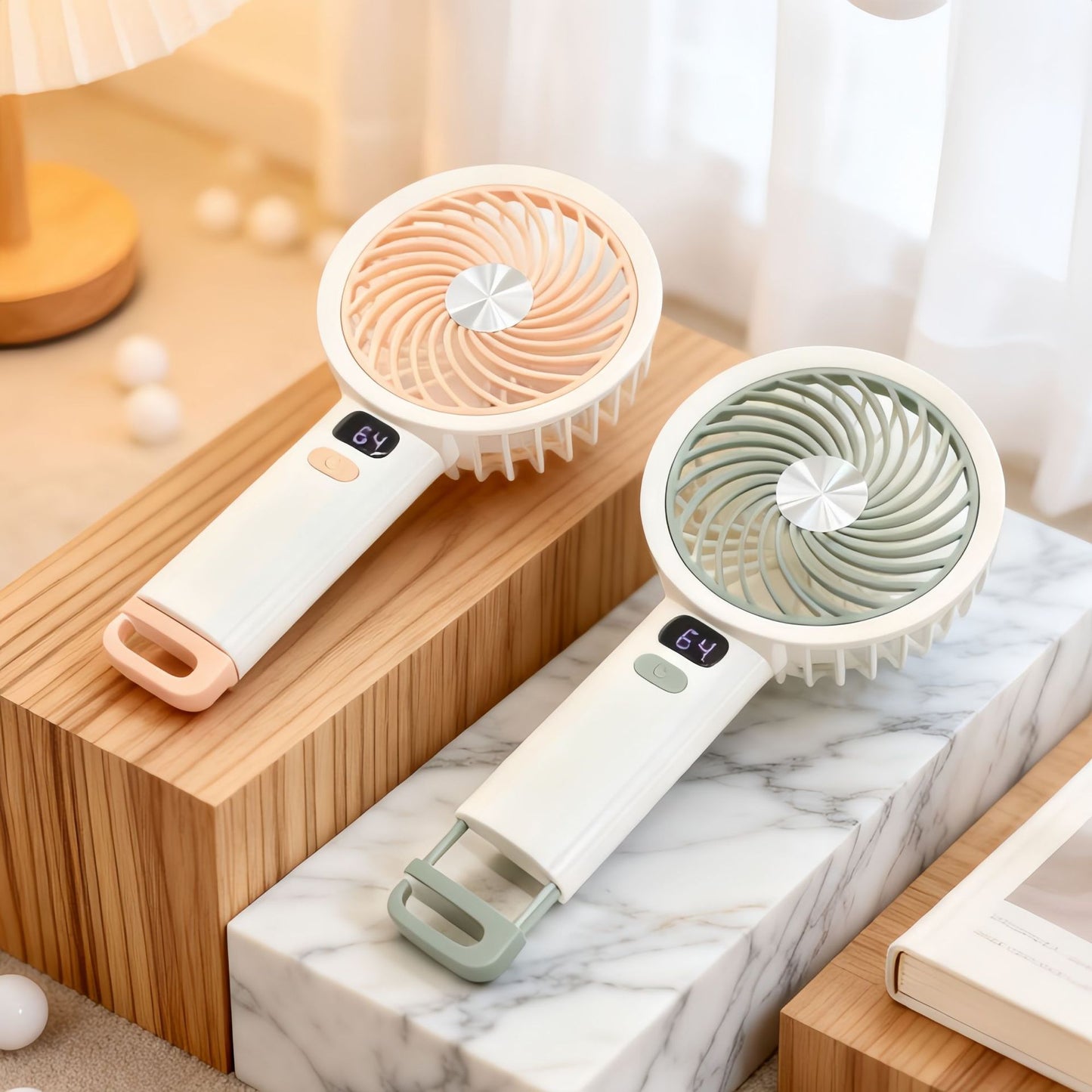 Damen Tragbarer Handventilator mit digitaler Temperaturanzeige und ergonomischem Griff Brehn