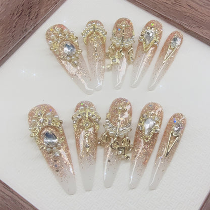 Glitzerndes dekoratives Press-On-Nagelkunst-Set
