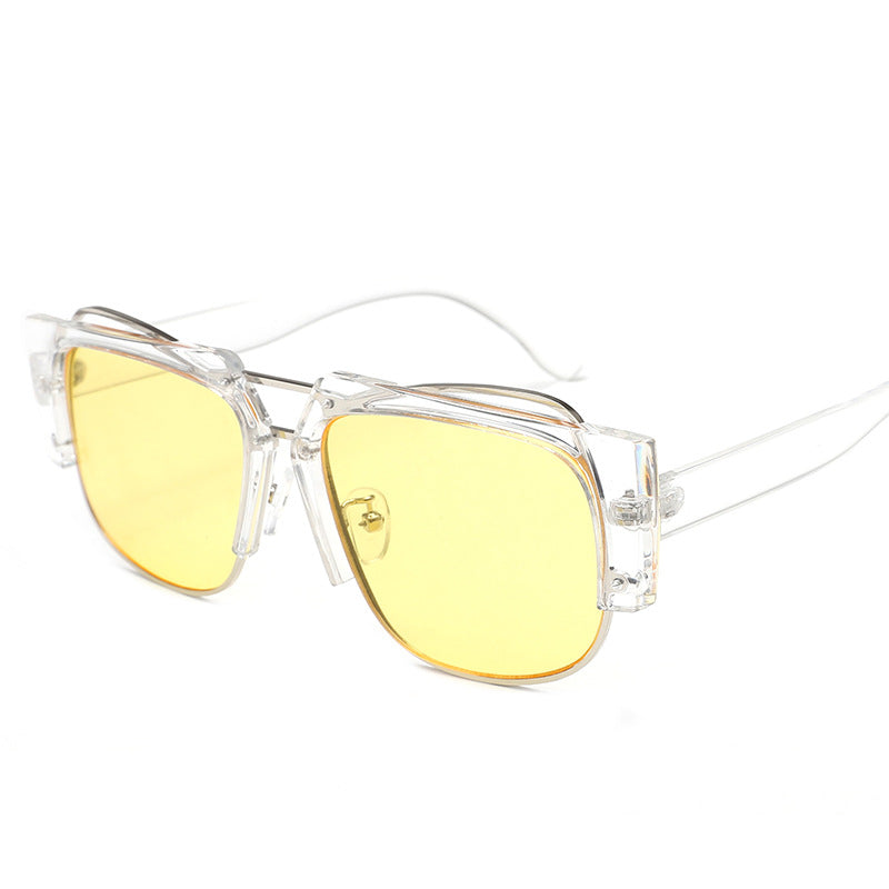 Damen Modische quadratische Sonnenbrille mit einzigartigem Kettendesign Brehn