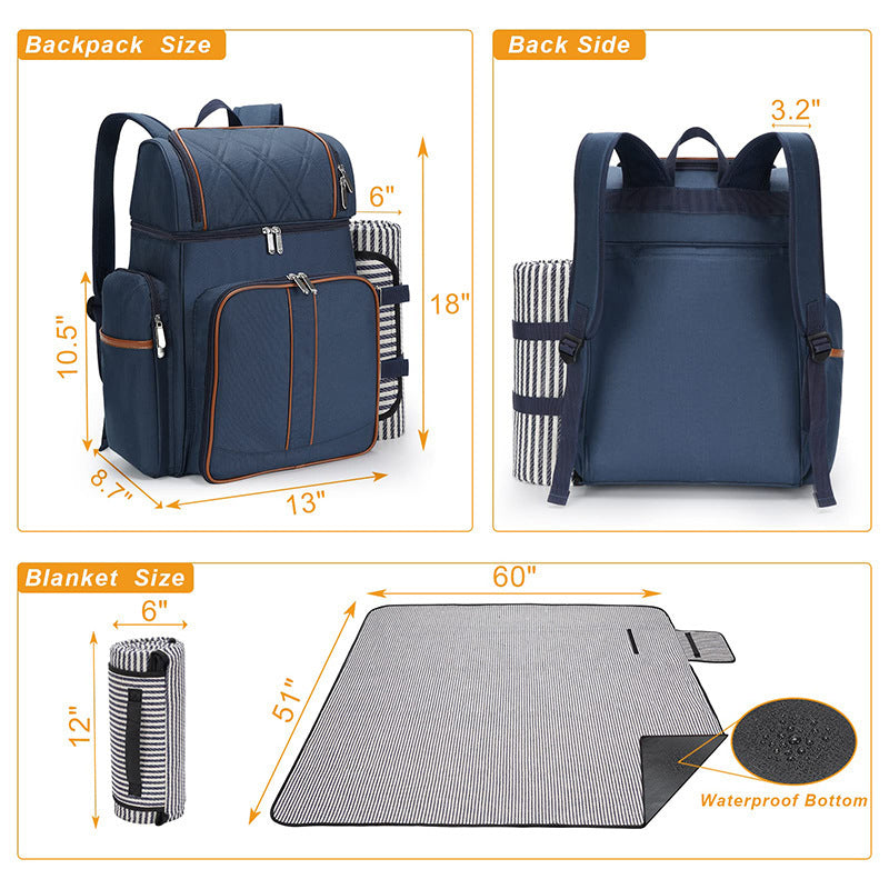 Gourmet Picknick Rucksack mit Geschirr und Kühlfach Brehn