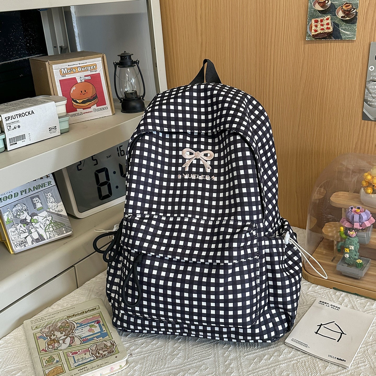 Süßer Gingham-Muster Mini Schulranzen