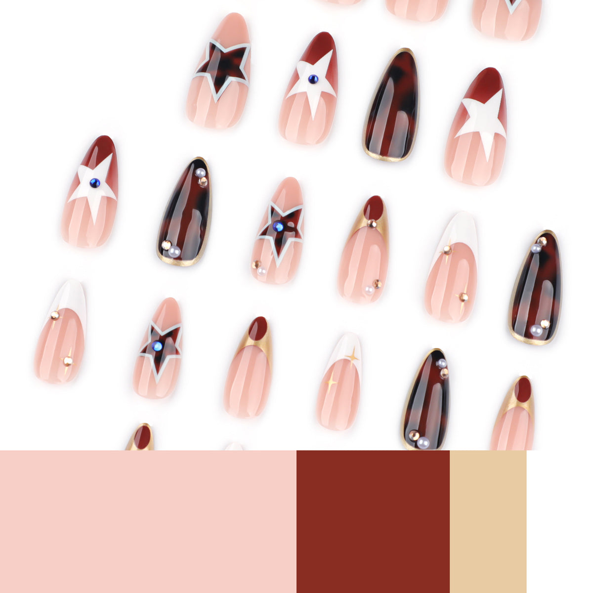 Kunstvolle Nagelverlängerungen im eleganten Glamour-Design Brehn