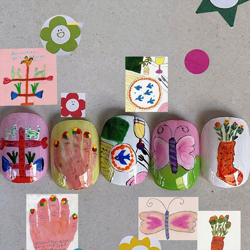 Künstlerisches katzenmotiviertes Press-On-Nagelkunstset Brehn