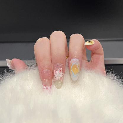 Künstlerisches Floral Press-On Nagelkunst Set Brehn