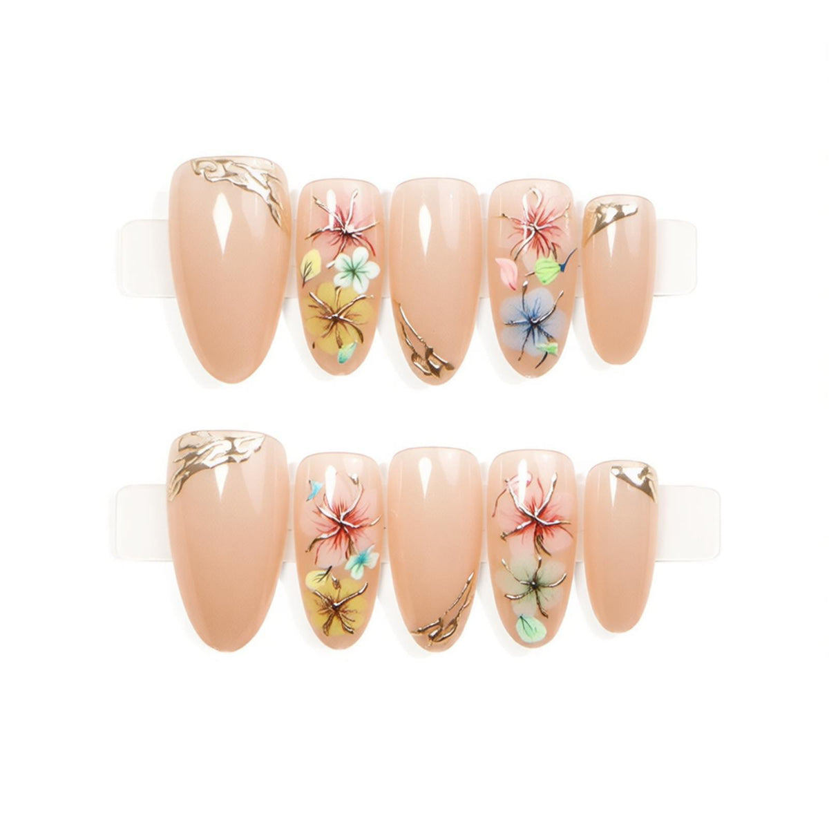 Blumeninspiriertes Press-On Nagelkunstset Brehn