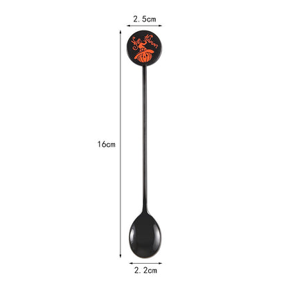 Langer Bar‑Löffel Cocktail‑Rührlöffel aus Edelstahl mit Halloween‑Geistmotiv