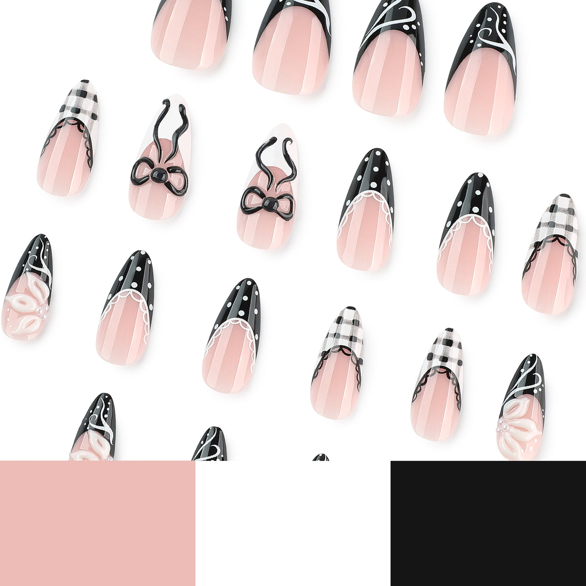 Kunstvolle Stiletto-Nägel mit floralen und geometrischen Akzenten Brehn